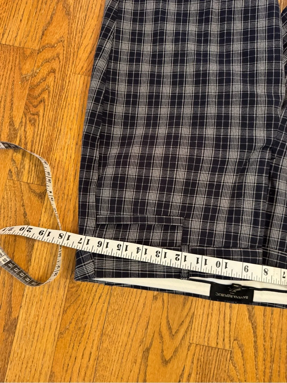 Banana Republic Navy & Cream  Plaid Slim Ankle Pants